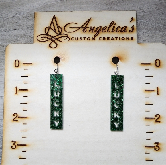 Hand Crafted Jewelry - Lucky Glitter Acrylic Drop Earrings